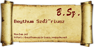 Beythum Szíriusz névjegykártya